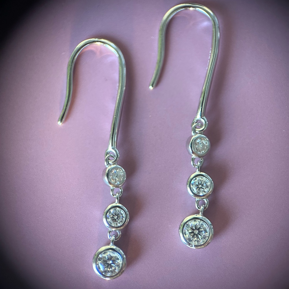 Moissanite Sterling Silver Drop Earrings